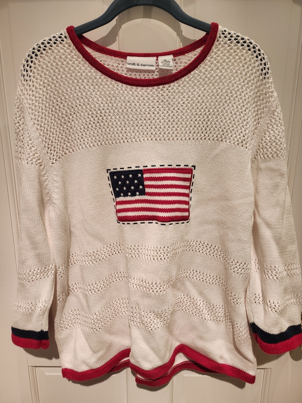 Vintage Red, White And Blur American Flag Sweater